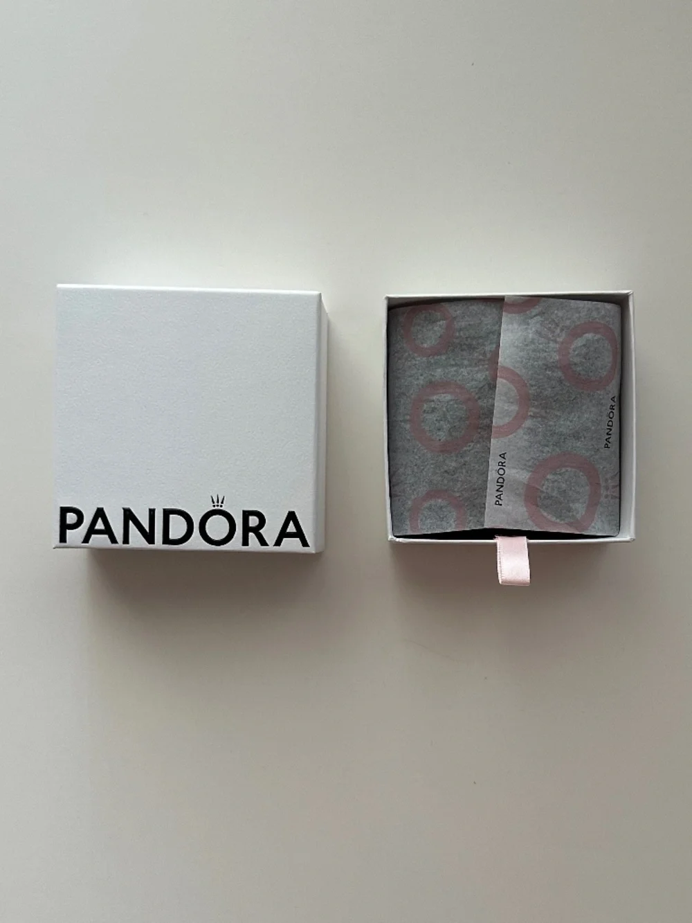 Empty Pandora Gift Box and Bag with Tissue Paper
